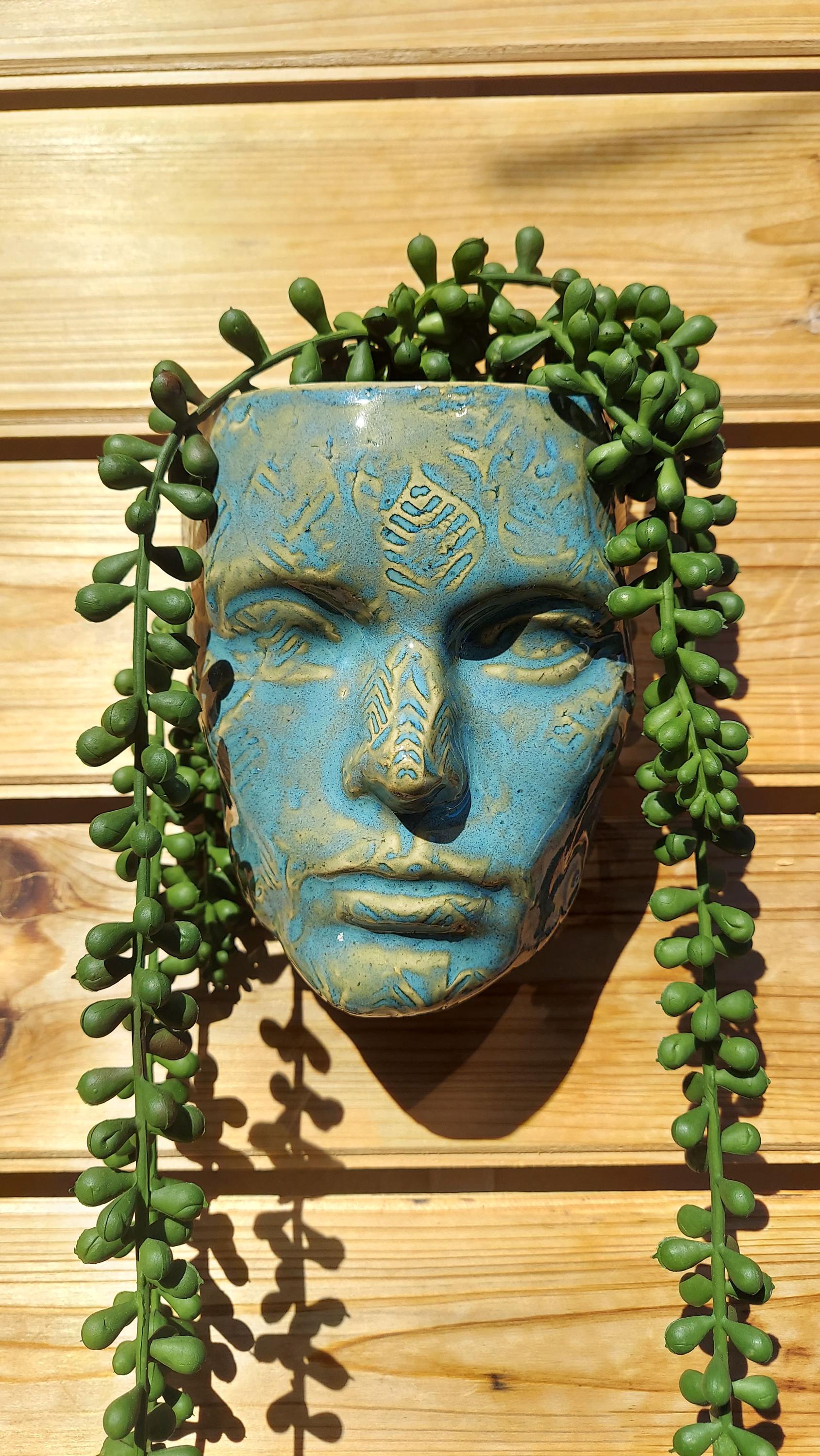 Face Planter, Ceramic Wall Planter,  Unique Plant Gift, Handmade Pottery, One-of-a-Kind