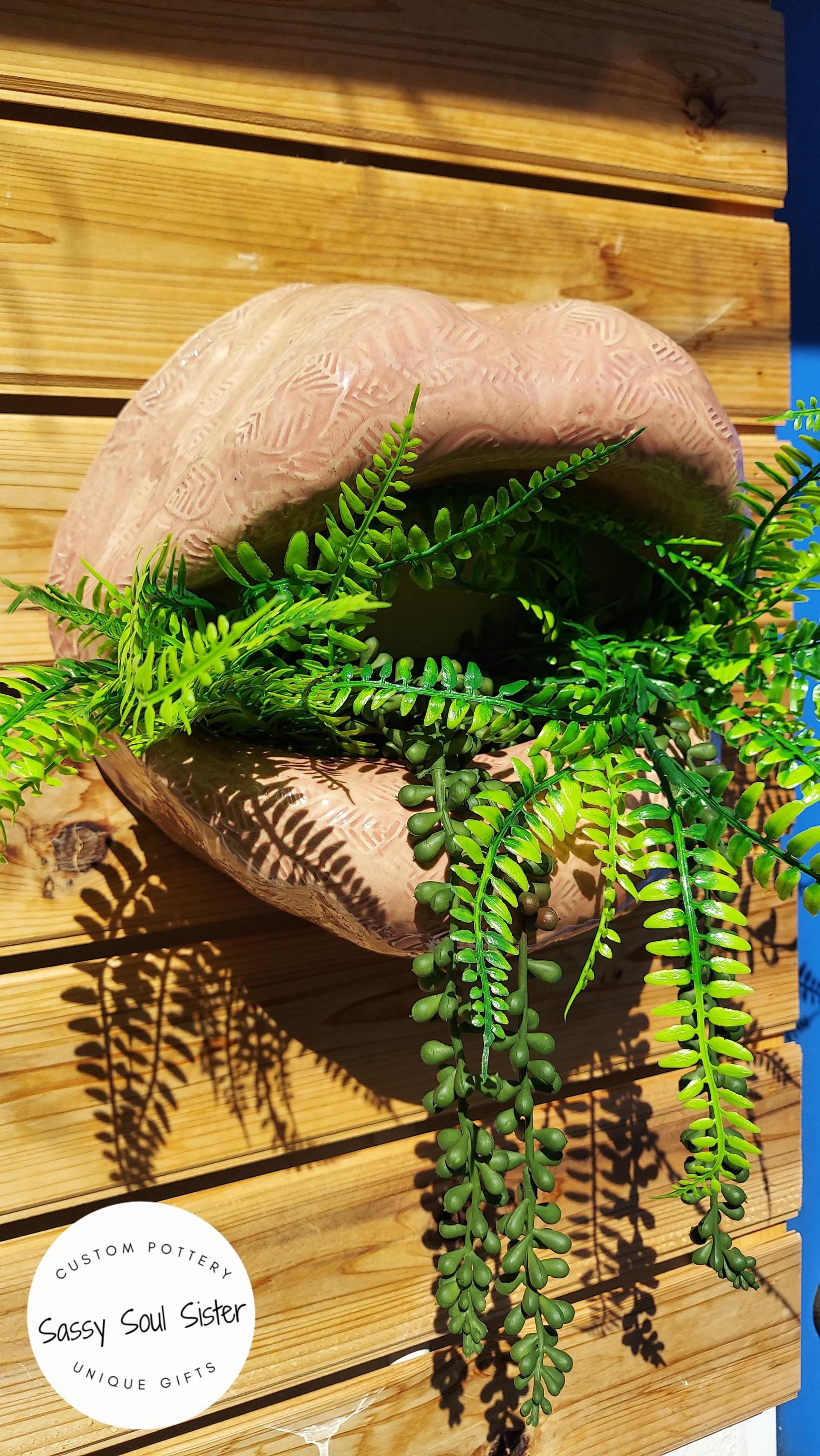 Lips Planter, Lips Pot with Drainage, Gift for Succulent and Plant Lover, Boho Home Decor