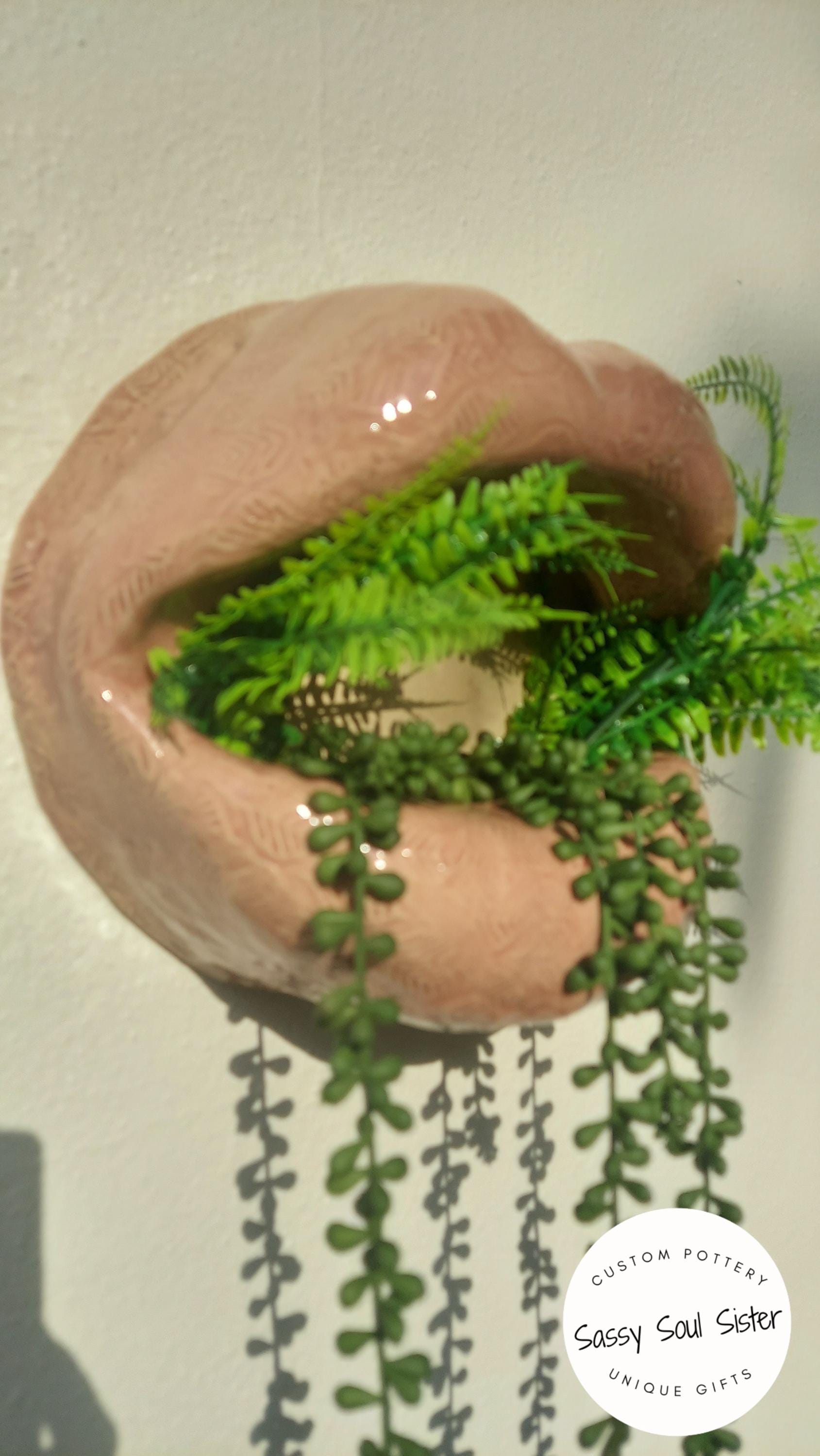 Lips Planter, Lips Pot with Drainage, Gift for Succulent and Plant Lover, Boho Home Decor