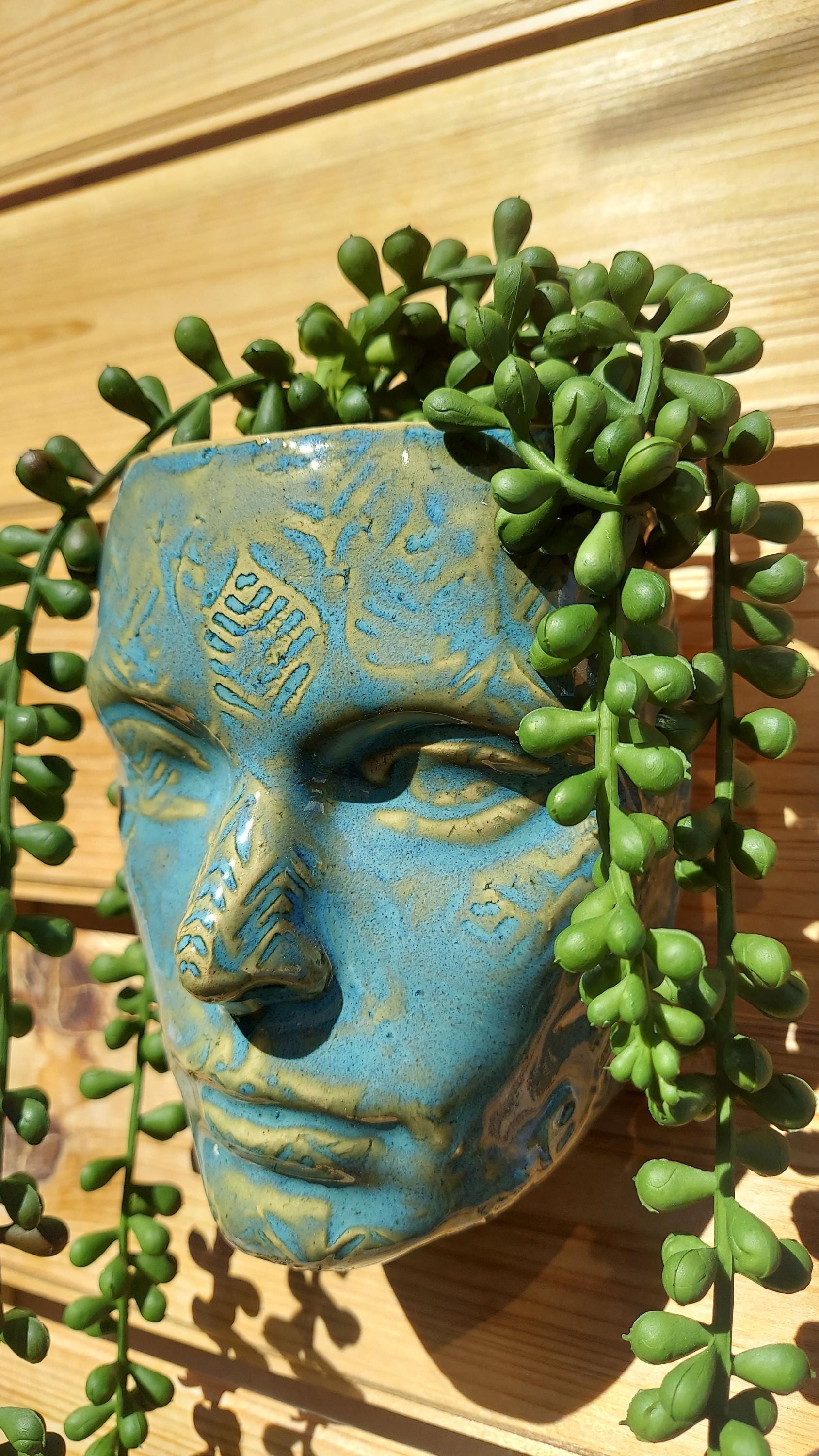 Face Planter, Ceramic Wall Planter,  Unique Plant Gift, Handmade Pottery, One-of-a-Kind