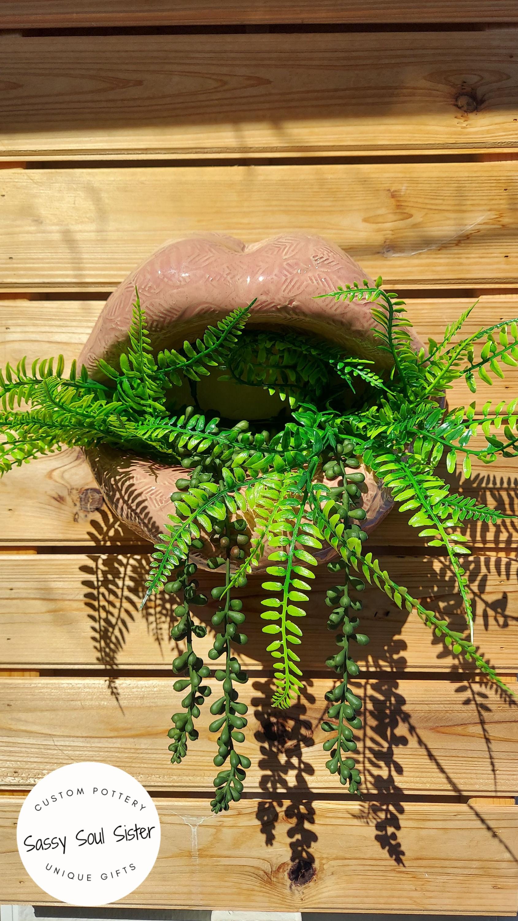 Lips Planter, Lips Pot with Drainage, Gift for Succulent and Plant Lover, Boho Home Decor